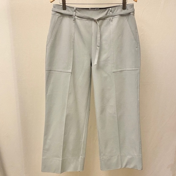 Lysse’ Size Large Florist Wide Leg Crop In Morning Dew Light Green Stretch Pants - Picture 3 of 11